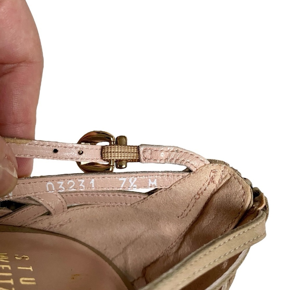 Stuart Weitzman Tan Nubuck Nuarache Gladiator Kitten Heel Sandals 7.5 - Picture 13 of 16